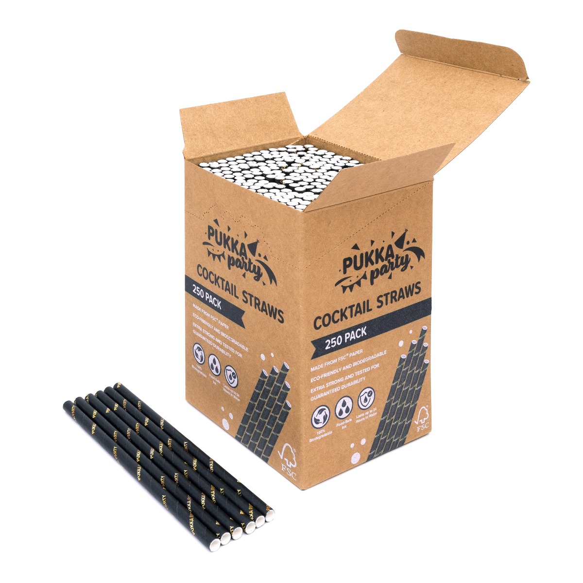 Pukka Party Cocktail Paper Straws - Box of 250