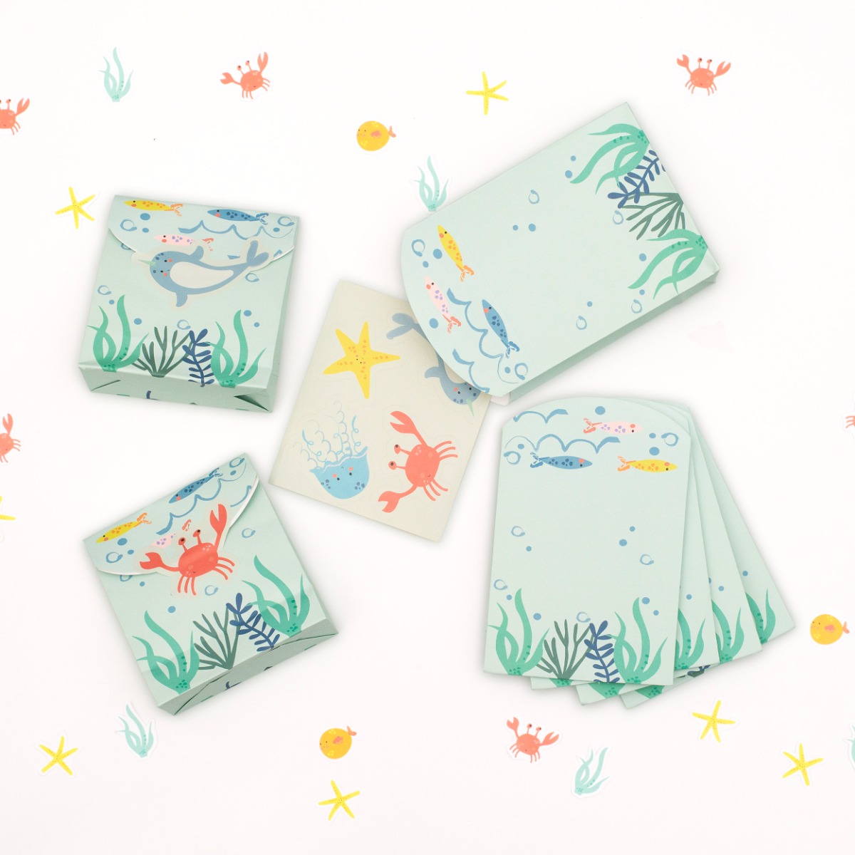 Pukka Party Under the Sea Party Treat Bags with Sticker Sheets - Pack of 8