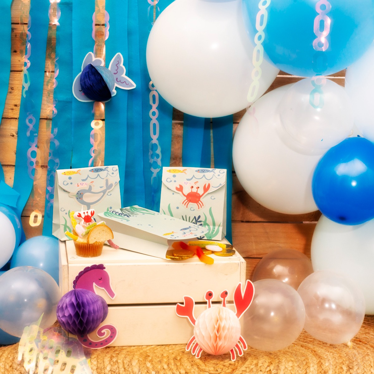 Nautical Goodie Bags 24-Pack With Stickers - Ocean Theme Party Favors For Kids Birthdays & Baby Showers