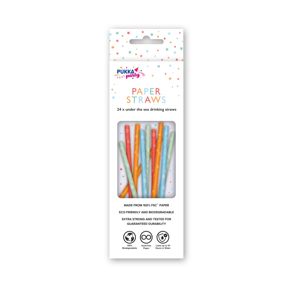 Pukka Party Under the Sea straws, pack of 24 in 4 designs.