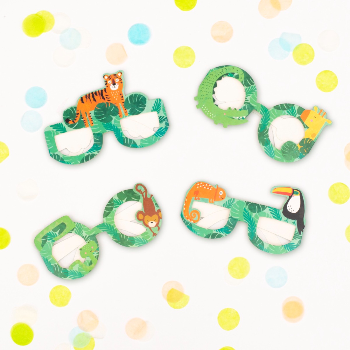 Pukka Party Safari Selfie Fun Glasses - Pack of 8