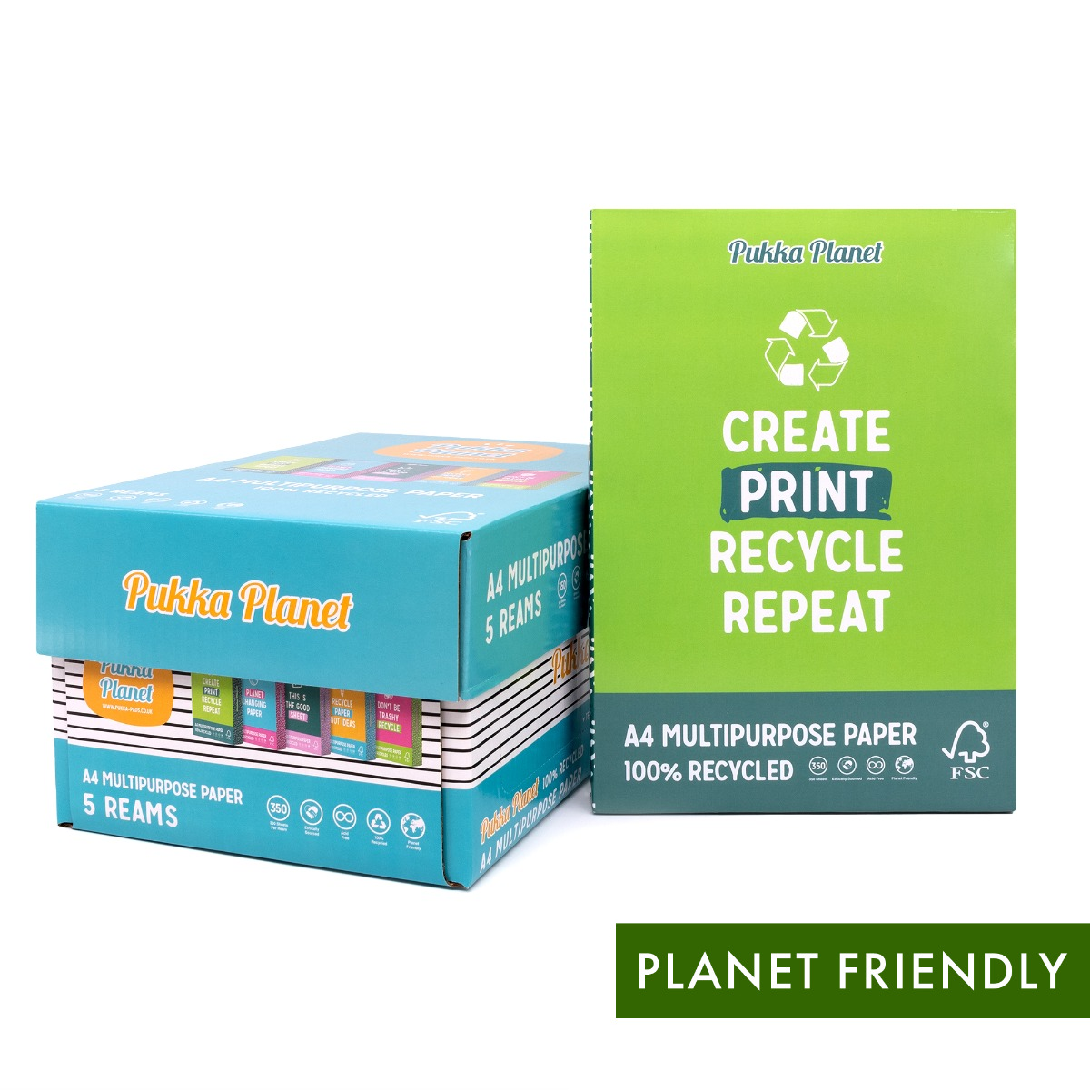 Pukka Planet A4 Recycled Multipurpose Paper 350 Sheets - 5 Reams