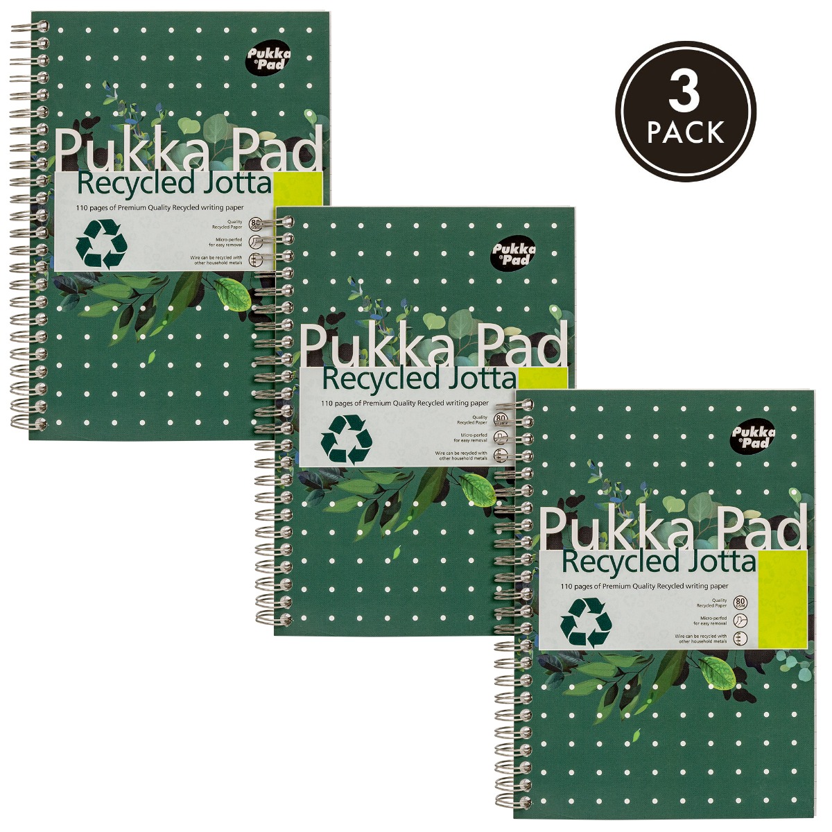 Pukka Pads A5 Lined Recycled Notebook - Pack of 3