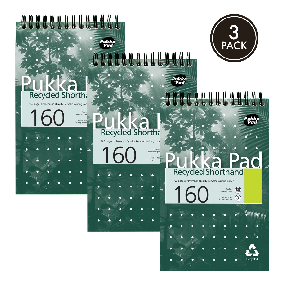 Pukka Pads Recycled Lined Shorthand Pad - Pack of 3