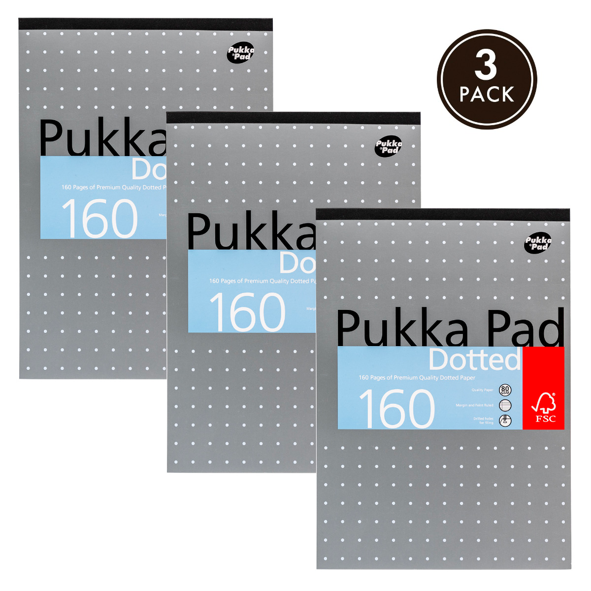 Pukka Pads Metallic 5mm Dot Grid A4 Refill Pad - Pack of 3