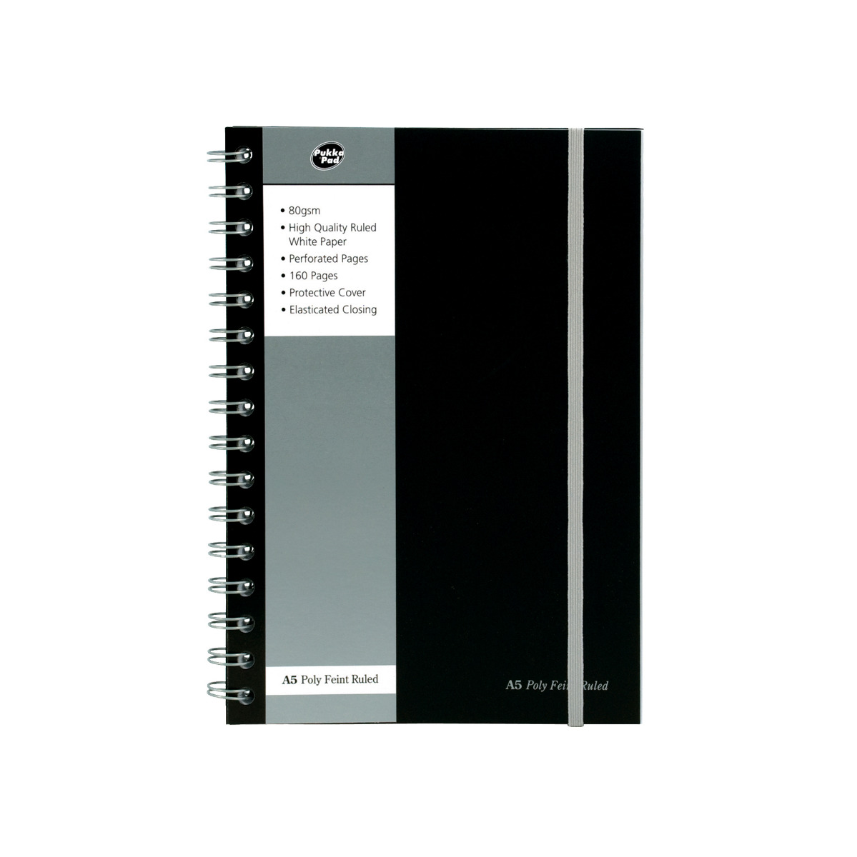 Pukka Pads A5 Black Lined Polyprop Jotta Notebook - Pack of 3