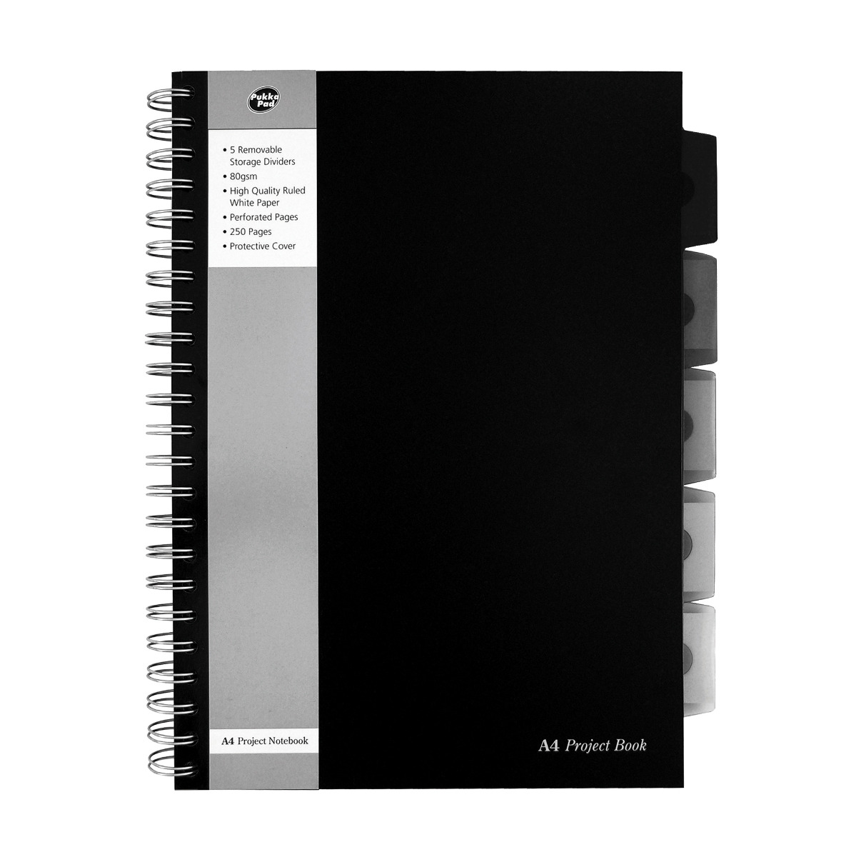 Pukka Pads A4 Black Polyprop Lined Project Book - pack of 3