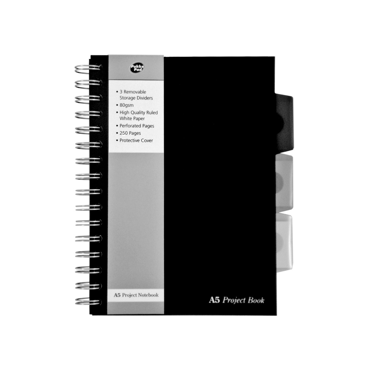 Pukka Pads A5 Black Lined Polyprop Project Book - Pack of 3