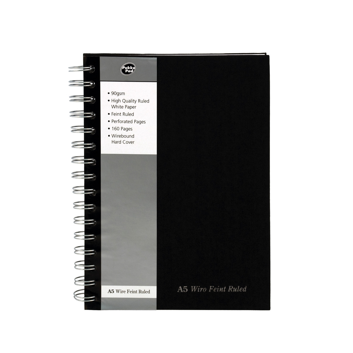 Pukka Pads A5 Black Hardbacked Lined Notebook - Pack of 5