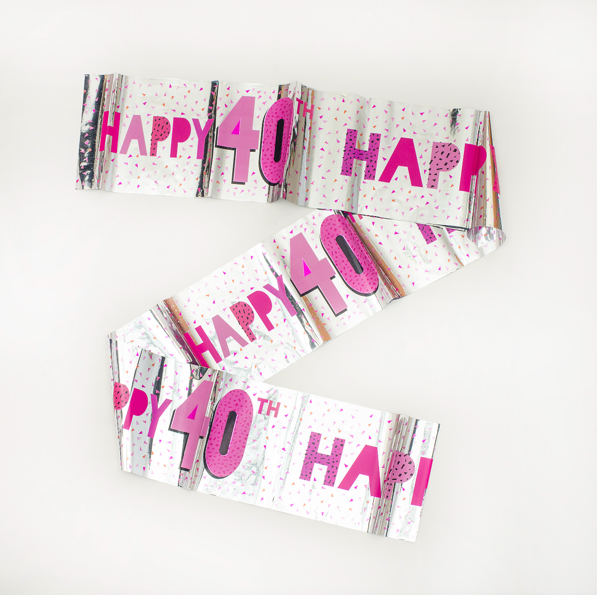 Pukka Party Happy 40th Birthday Pink Foil Banner