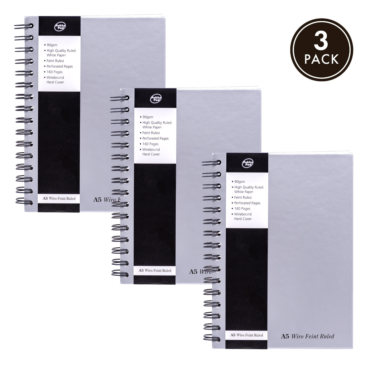 Pukka Pads Silver A5 Wirebound Notebook - Pack of 5
