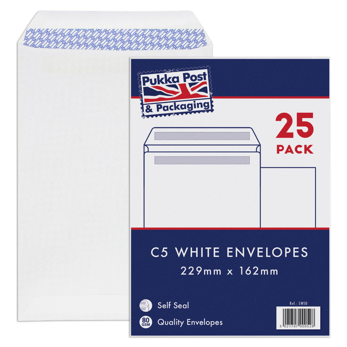 Pukka Post & Packaging C5 White Self Seal Pocket Envelopes - Pack of 25