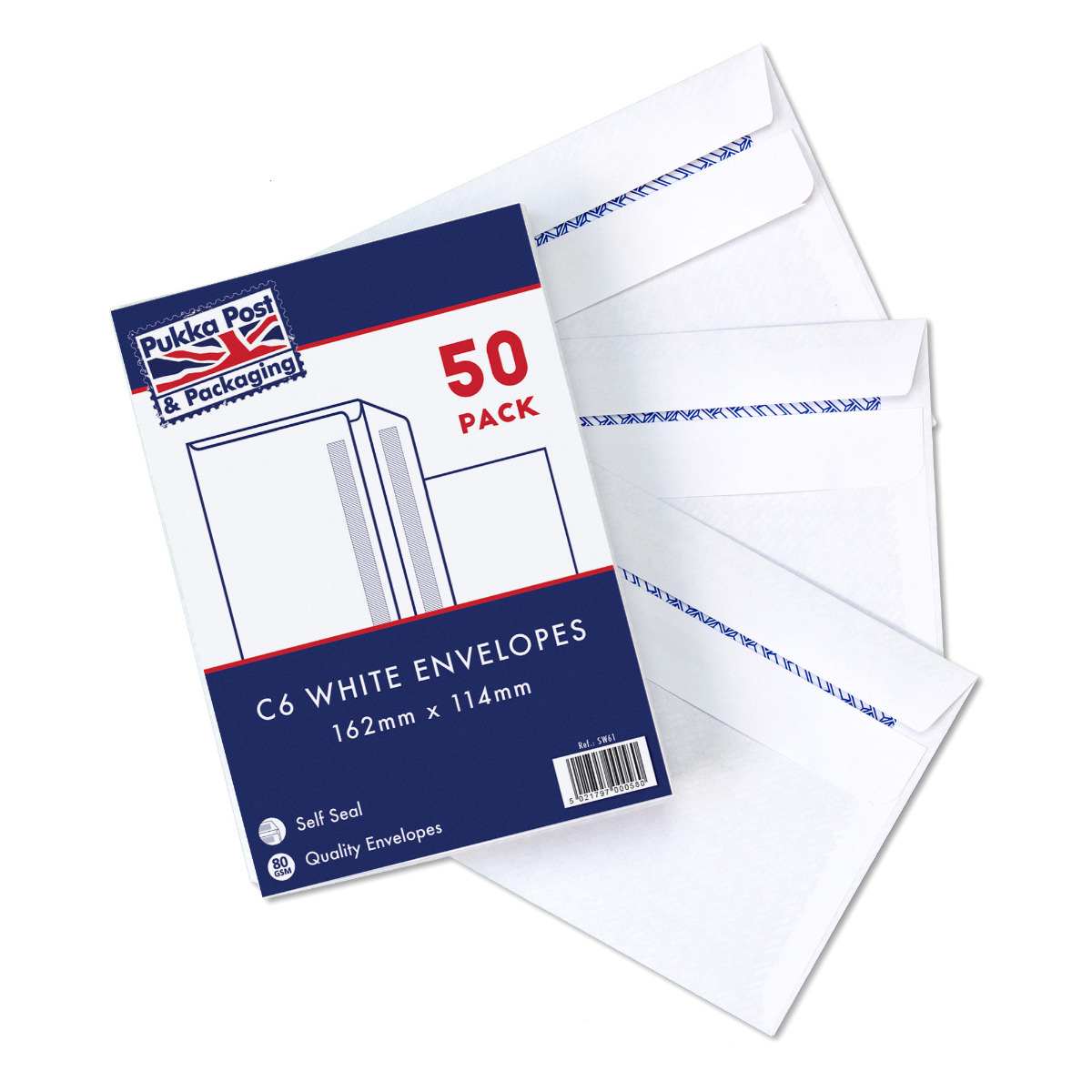 Pukka Post & Packaging C6 White Self Seal Envelopes - Pack of 50