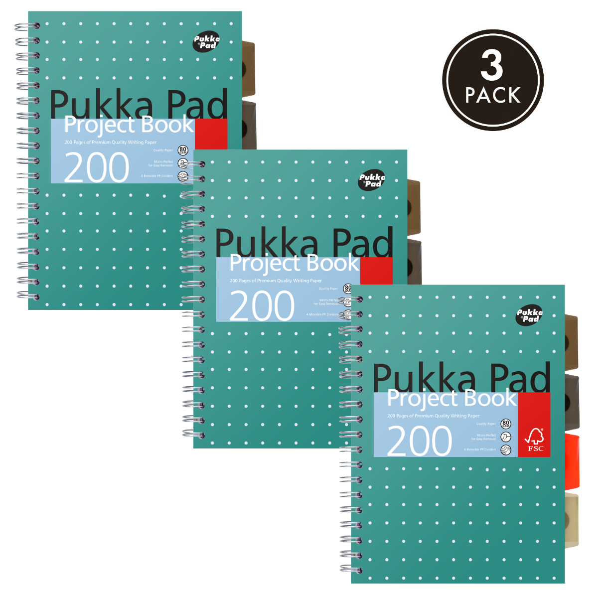 Pukka Pads B5 Lined Metallic Project Book - Pack of 3