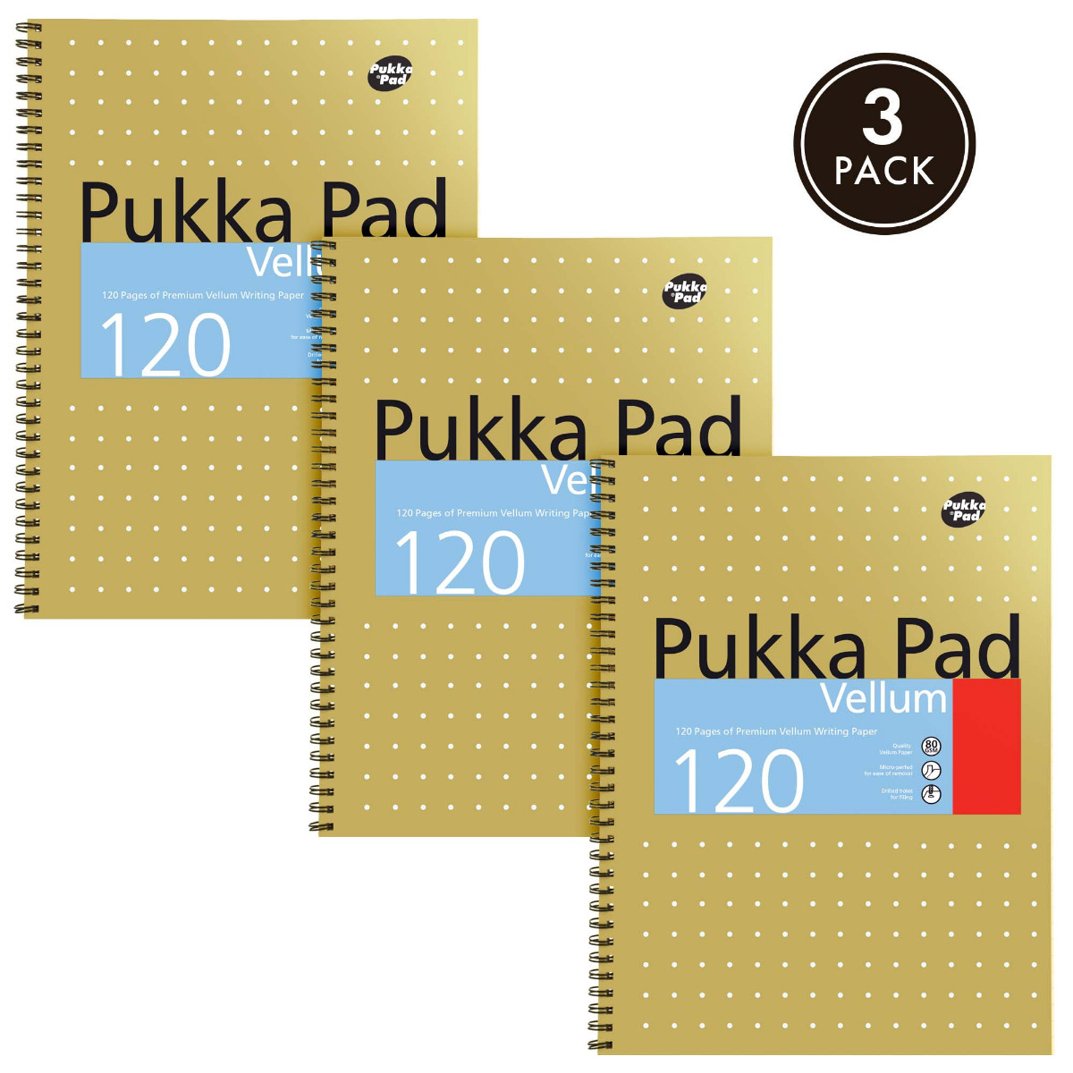 Pukka Pads A4 Metallic Lined Vellum Notebook - Pack of 3