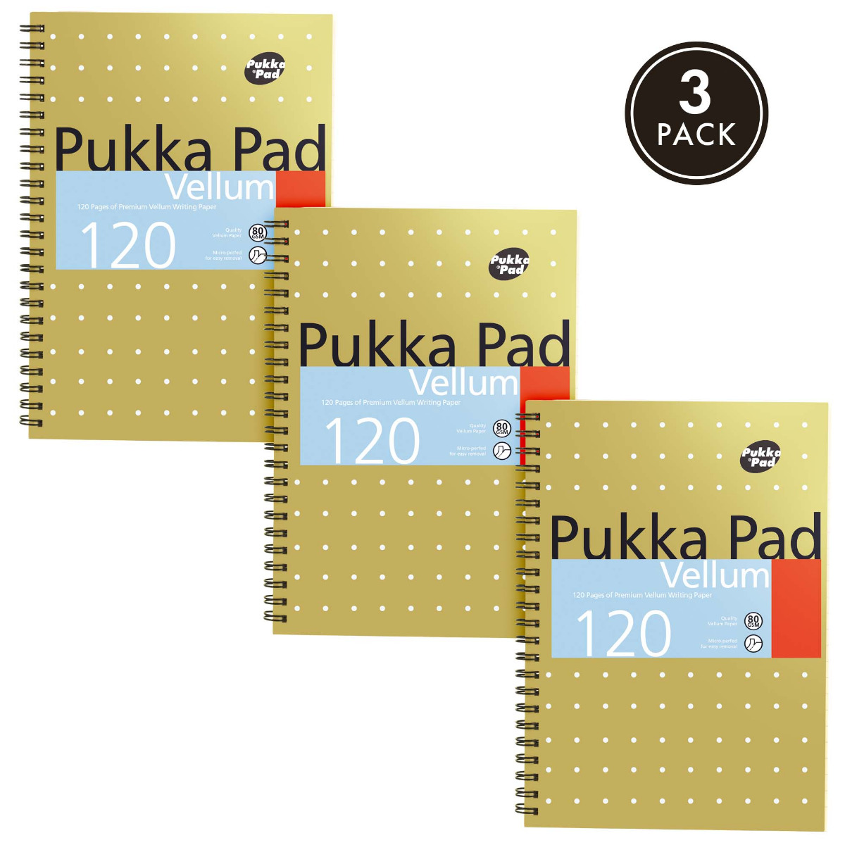 Pukka Pads A5 Metallic Lined Vellum Notebook - Pack of 3